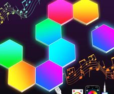 Hexagon LED Lights,8 Pack RGB Gaming Hex Wall Light Panels Sync to Music,Smart Lights with APP & Remote & Wired Control for Room Bar Bedroom Home Gaming Room Decor Present