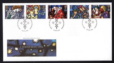 1992 Great Britain Christmas Commemorative Stamps Royal Mail Addressed First Day Cover (FDC)