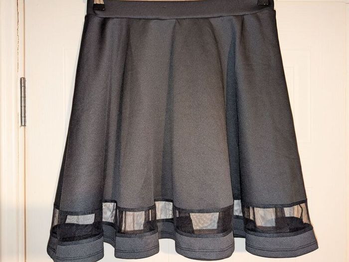 Gorgeous big pleat midi skirt with see through panel at bottom