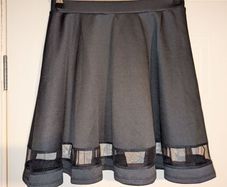 Gorgeous big pleat midi skirt with see through panel at bottom