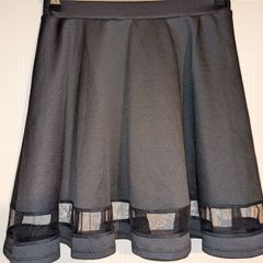 Gorgeous big pleat midi skirt with see through panel at bottom