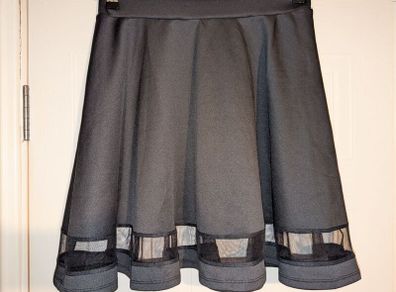 Gorgeous big pleat midi skirt with see through panel at bottom