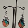 Ornate Filigree Oyster Copper Turquoise Teardrop Earrings Image 6