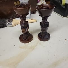 African candle holders carved