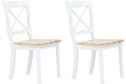 vidaXL Dining Chairs 2 pcs White and Light Wood Solid Rubber Wood