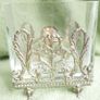Antique Sterling Silver Handcrafted Square Container With Leaf Applique (glass Slightly Chipped) Image 3