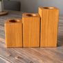 Handmade Rustic Wood Tea-light Candle Holder Set Image 4