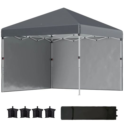 3x3 Pop Up Gazebo with Sidewalls Adjustable Garden Patio Party Tent Dark Grey