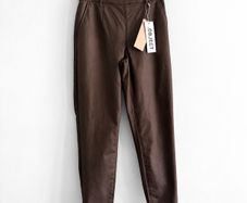 New Object Coated Trousers in Rich Chocolate Brown