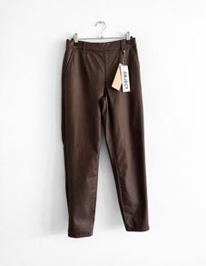 New Object Coated Trousers in Rich Chocolate Brown