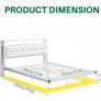 4ft6 Floating Double Bed Frame Upholstered Platform Bed with Storage Shelf Headboard,Charging Station/LED Lights,Metal Slat Support/Noise Free,No Box Spring Needed,135x190 Double Size,White Image 2