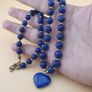 Vintage Lapis Lazuli & Heart Pendant Beads Necklace Image 7