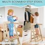 Foldable Learning Tower with 3 Adjustable Heights & Safety Rails Wooden Image 5