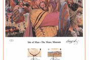 1986 Isle of Man Limited Edition Lithographed Print measuring 333mm X 257mm showing Manx Museum Commemorative Stamps with First Day of Issue Cancel