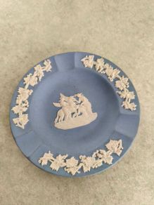 Wedgwood Ashtray Jasperware Blue Cupid As Oracle England Trinket Pin Dish