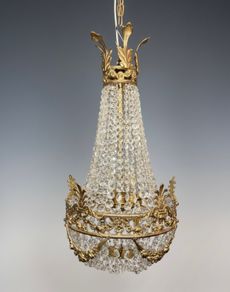 20th Century French Empire Style Brass Chandelier