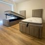 Gray single bed And mattress Image 3