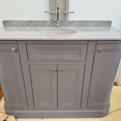 Vanity unit , sink , new Merrion 1200 mm vanity unit, slate gray with marble top and basin with matching mirror cabinet