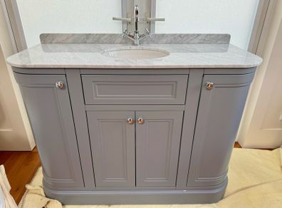 Vanity unit , sink , new Merrion 1200 mm vanity unit, slate gray with marble top and basin with matching mirror cabinet
