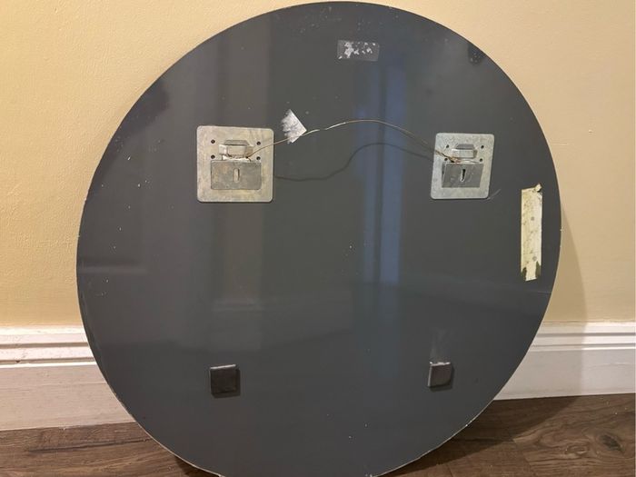Round Mosaic Wall Mirror with Crackled Gold & Dark Brown Frame