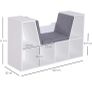 HOMCOM Bookcase Storage Shelf with Cushioned Reading Seat, Cube Bookshelf Organizer for Bedroom Living Room, White Image 5