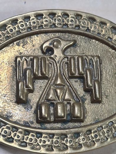 Vintage Brass Belt Buckle Native American Phoenix Thunderbird