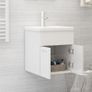 Sink Cabinet with Built-in Basin High Gloss White Chipboard Image 5