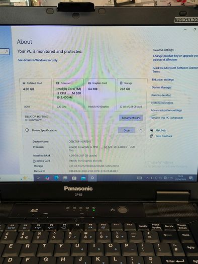 Panasonic Toughbook Rugged CF-52 15.4" Laptop - Core i5 CPU M20 @ 2.40 GHz, 4GB RAM 256GB SSD Windows 10 Pro