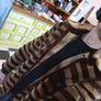 Vintage striped coat with furry collar size S Image 3