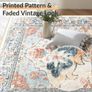 Machine Washable Rugs 90x150 cm Vintage Area Rug Low Pile Anti-Slip Carpet with Print Pattern for Living Room Bedroom Home Office Indoor Beige/Blue/Orange Image 8