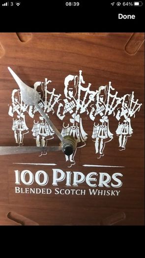 100 Pipers Whisky Bar Wall Clock