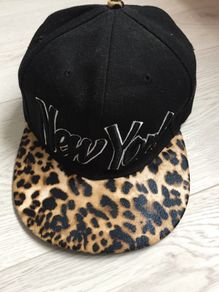 Black Leopard Print New York Baseball Hat