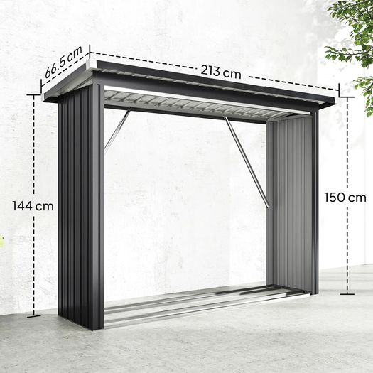 Shelter Firewood Rack with Elevated Floor and Sloping Roof