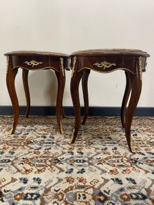 FLASH SALE ! Was 395 now 330 ! A Beautiful Pair od French Low Marble Top Tables.