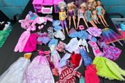 6 Barbie Dolls + Vanity Set + Clothes