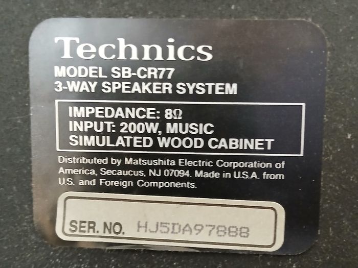Technics SB CR-77 Loudspeakers