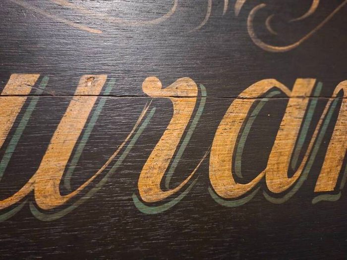 Vintage Hand-Painted Restaraunt Wooden Advertising Sign