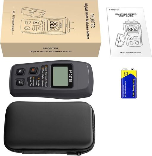 Log Moisture Meter for Log Burner Pin Wood Moisture Meter for Firewood with HD LCD Storage Bag Moisture Detector Damp Detector for Logs Paper Cardboard - (Range 0-99.9%)
