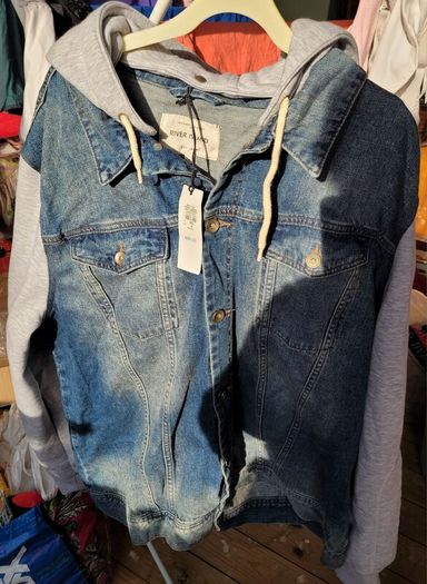 Brand New River Island Mens Hooded Denim Jacket - Size XXL