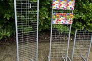 Large Silver Shop Display Stands - Grid Wall Style - Multiple Uses - With 20 Free Hooks!