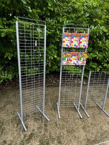 Large Silver Shop Display Stands - Grid Wall Style - Multiple Uses - With 20 Free Hooks!
