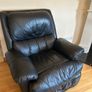 black reclining leather sofa and two armchairs Image 2