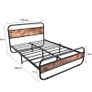 Double Size Bed Frame with Headboard,Oval-Shaped Platform Bed with Under-Bed Storage,Steel Slats Mattress Foundation Round Pipe Design,Brown Image 5