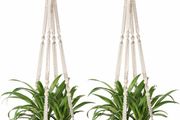 2 Pcs Macrame Plant Hangers Indoor Hanging Planter Basket Flower Pot Holder Jute Rope with Beads No Tassels, 89cm