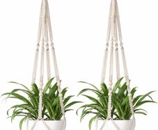2 Pcs Macrame Plant Hangers Indoor Hanging Planter Basket Flower Pot Holder Jute Rope with Beads No Tassels, 89cm