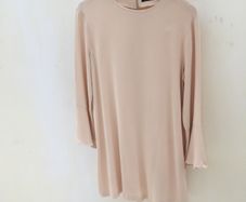 Zara beige ruffled sleeves dress