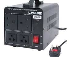1500VA 220V 110V Step Up & Step Down Voltage Transformer Converter UK to US Dual 110V & 220V outlets
