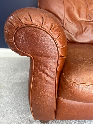 Brown leather couch