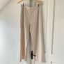 Stradivarius Wide-Leg Linen Blend Pleated Trousers Ecru Beige Image 5
