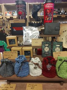 D&D handmade dice bag and dice set